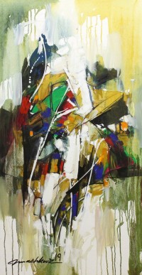 Mashkoor Raza, 24 x 48 Inch, Oil on Canvas, Abstract Painting, AC-MR-247